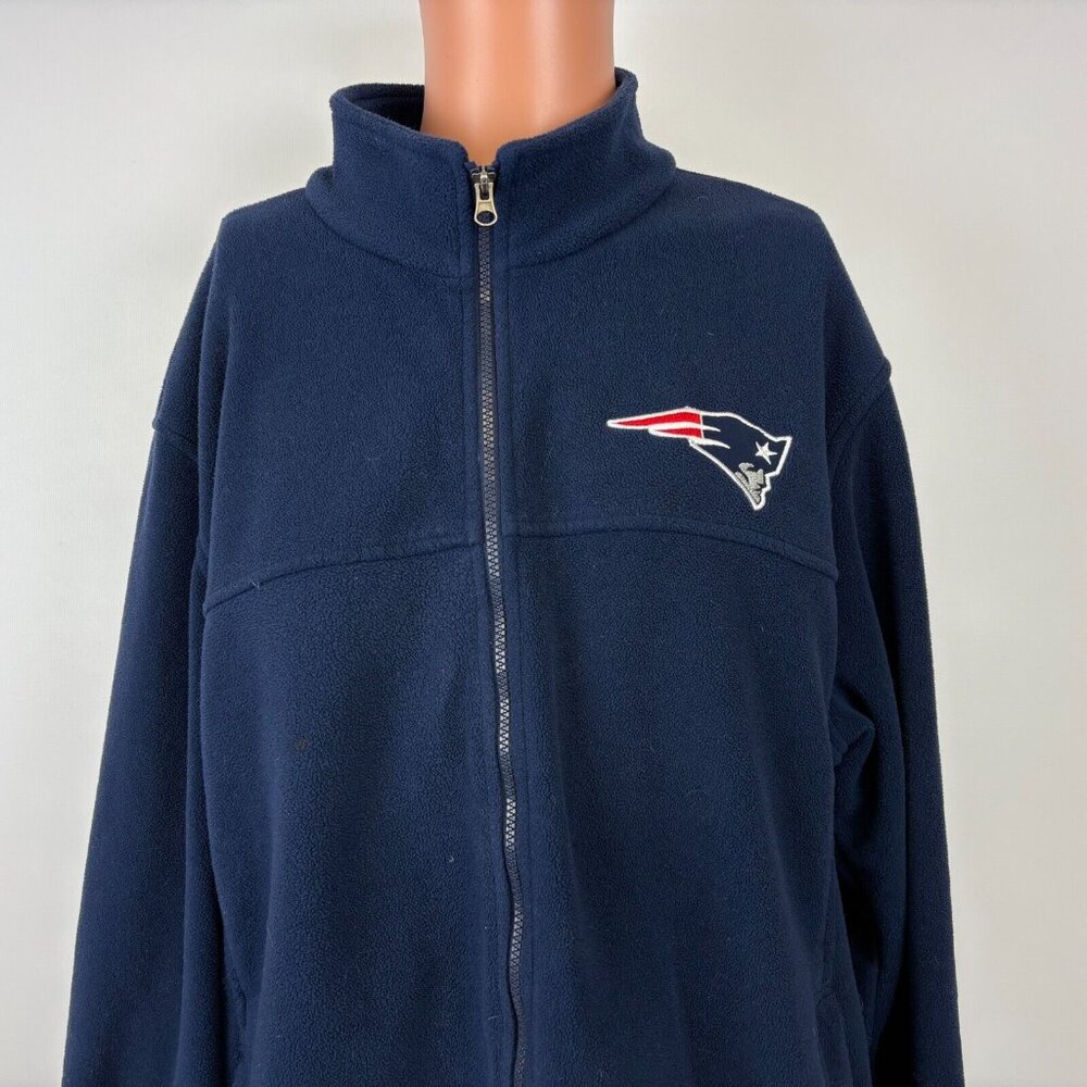 New England Patriots Fleece Jacket Mens Size 2XL Blue NFL Football Embroidered